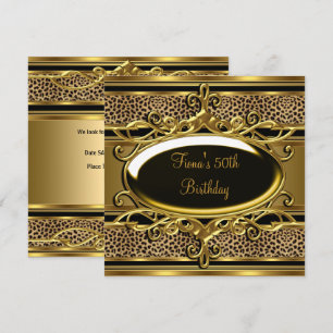 50. Geburtstag Elegant Klassisch Gold Schwarz Einladung