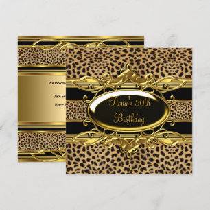 50. Geburtstag Elegant Klassisch Gold Schwarz Leop Einladung