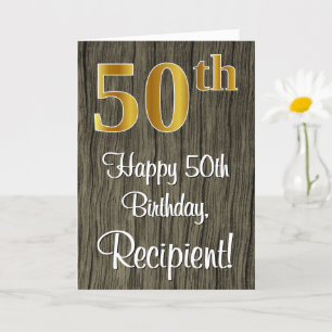 50. Geburtstag: Elegante Imitate Gold Look #, Imit Karte