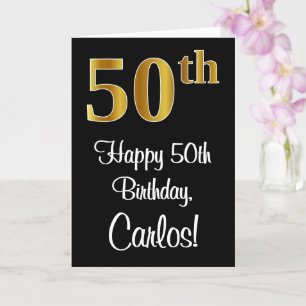 50. Geburtstag ~ Elegante Luxuriöse Imitats Gold L Karte
