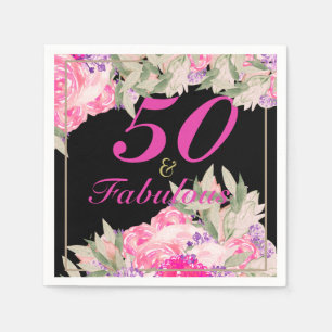 50. Geburtstag Elegante Rose Serviette