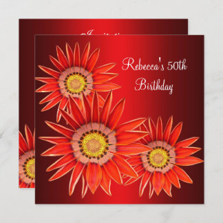 50. Geburtstag Elegante Rote Blume Einladung