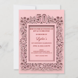 50. Geburtstag Eleganter Floraler Scherenschnitt-S Einladung