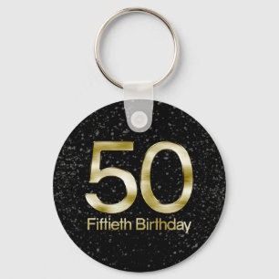 50. Geburtstag, eleganter schwarzer Goldzauber Schlüsselanhänger