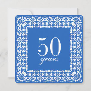 50. Geburtstag Elegantes Blau und Weiß Party lädt  Einladung