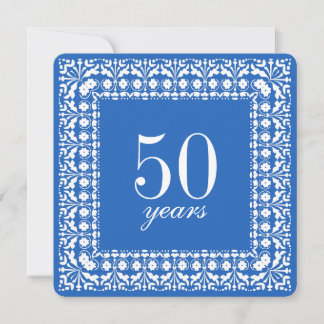 50. Geburtstag Elegantes Blau und Weiß Party lädt  Einladung