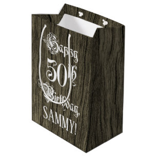 50. Geburtstag: Extravagant, Imitate Holzsehen + I Mittlere Geschenktüte
