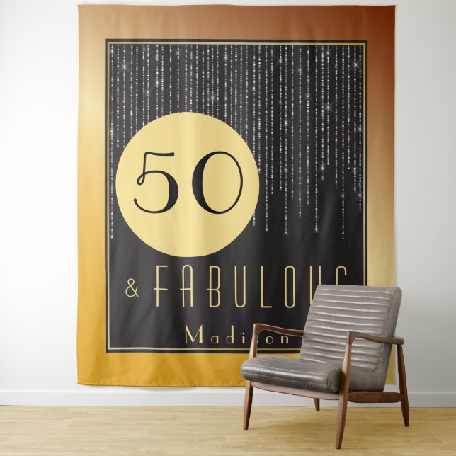 50. Geburtstag Fab Gold Coole Fun Tapestry Wandteppich (Beispiel)