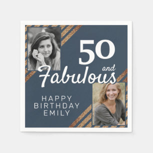 50. Geburtstag Fabelhafter Gold Glitter 2 Foto Serviette
