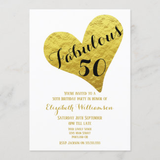 50. Geburtstag Fabulous 50 White| Imitate Goldenes Einladung