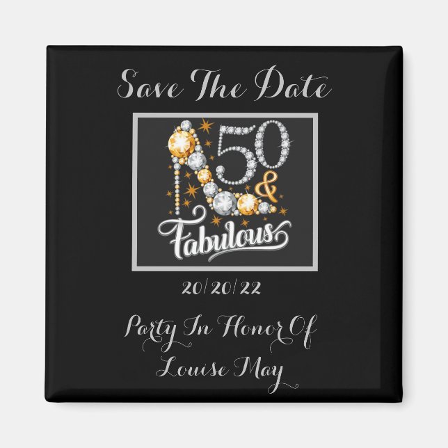 50 Geburtstag Fabulous Elegant Save the Date Magnet (Vorne)