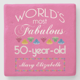 50. Geburtstag Fantastische Gemische Himbeere Rosa Steinuntersetzer