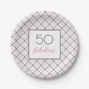 50. Geburtstag - fantastische rosa Geburtstagsfeie Pappteller