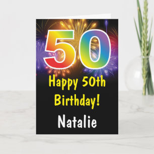 50. Geburtstag Farbenfrohe Regenbogenfeuerwerk-Kar Karte
