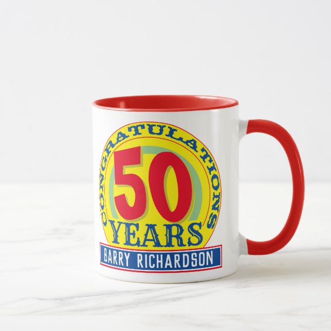 50. Geburtstag feiern 50 Jahre mit Namen Tasse (Rechts)
