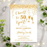 50. Geburtstag - Feiern bis 50 Jahre Gold Weiß Einladung<br><div class="desc">Einladung zum 50. Geburtstag. Bis 50 Jahre! Elegantes Design in weiß und gold. Mit Champagnergläsern,  Script-Schriftart und Konfetti. Ideal für eine stilvolle 50. Geburtstagsfeier. Personalisieren Sie Ihre persönlichen Daten. Kann für jedes Alter angepasst werden.</div>