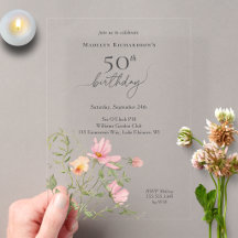 50. Geburtstag Feminine Wasserfarbe Wildblume