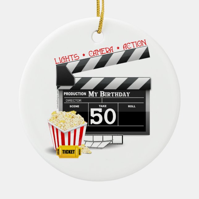 50. Geburtstag Filmthema Keramikornament (Vorne)