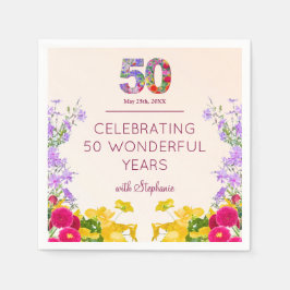 50. Geburtstag floral moderne 50 Jahre Party elega Serviette