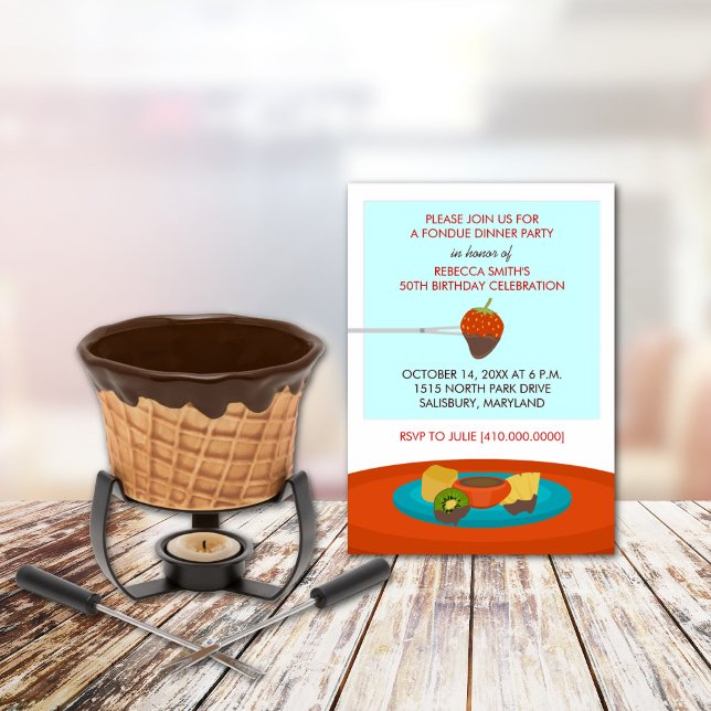 50. Geburtstag Fondue Abendessen Party Einladung (Von Creator hochgeladen)