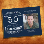 50. Geburtstag Foto Blue Vintag Birthday Invites Postkarte<br><div class="desc">Diese 50. Geburtstags-Foto blauen Vintagen Geburtstag Postkarte lädt zum Gedenken an einen besonderen Meilenstein im Leben Ihrer Lieben ein! Das klassische Design dieser Postkarteninklusive-Einladung zeichnet sich durch ein wunderschönes Vintages Foto mit blauen Hintergrund aus, kombiniert mit elegantem Vintagen Schriftart, der ein zeitloses Aussehen schafft. Sie können die Postkarte mit allen...</div>