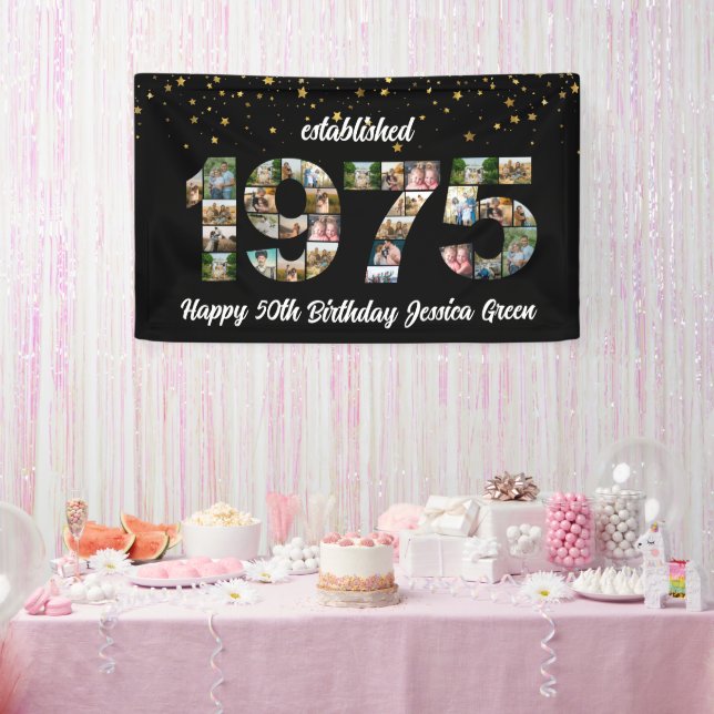 50. Geburtstag Foto Collage gegründet 1975 Banner (Party)