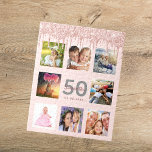 50. Geburtstag Foto Glitzer Tropfen Rose Gold Rosa Puzzle<br><div class="desc">Ein glamouröses und einzigartiges 50. Geburtstagsgeschenk oder Sake,  das ihr Leben mit einer Collage von 8 deiner Fotos feiert. Personalisieren und fügen Sie einen Namen,  Alter 50 und ein Datum. Graue und dunkle Rose goldfarbene Buchstaben. Elegante und trendige rosa Hintergrundfarbe. Dekoriert mit Rose goldfarbenen Imitaten Glitzer Tropfen.</div>