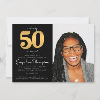 50. Geburtstag Foto Gold Einladung