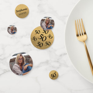 50. Geburtstag Foto Gold Glitzer Table Konfetti