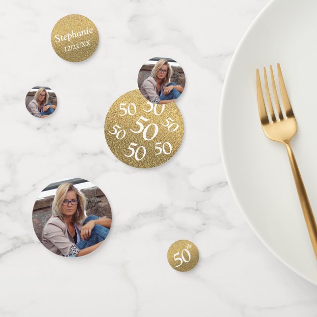 50. Geburtstag Foto Gold Glitzer Table Konfetti (Gruppe)