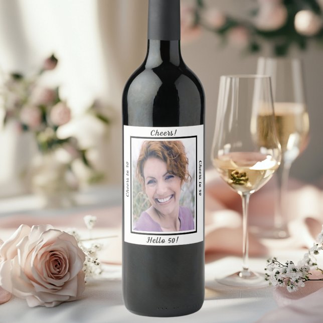 50. Geburtstag Foto jubelt 50 Jahre Frauen Weinetikett (Von Creator hochgeladen)