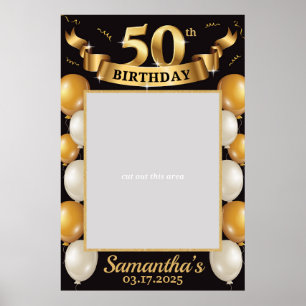 50. Geburtstag Foto Prop Rahmen Gold Schwarz Poster