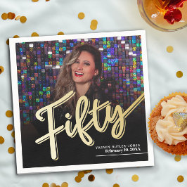 50. Geburtstag Foto-Skript Gold Serviette