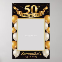 50. Geburtstag Foto Stütze Rahmen Gold Schwarz