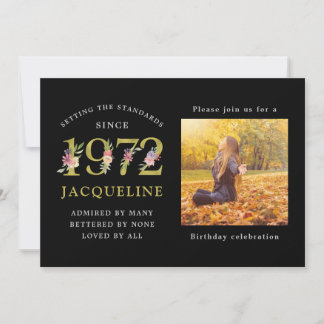 50. Geburtstag Foto Vorlage 1972 Schwarze Einladun