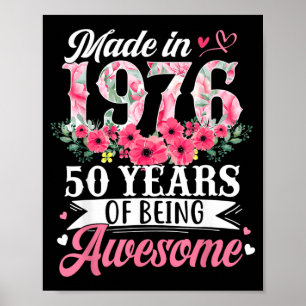 50. Geburtstag Frauen Geboren 1976 Floral 50 Jahre Poster