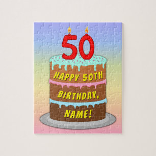 50. Geburtstag: Fun Cake and Candles + Individuell Puzzle