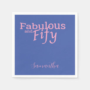 50. Geburtstag Fünfzig Fabulous Pink Blau Serviette