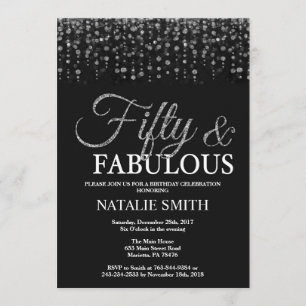 50. Geburtstag Fünfzig und fabelhafter Silberner G Einladung