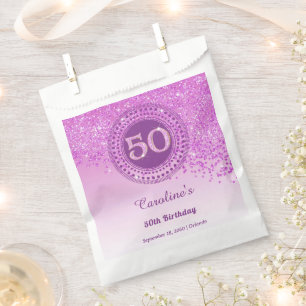 50. Geburtstag Funkelnder rosa Goldglitter Geschenktütchen