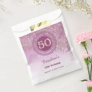 50. Geburtstag   Funkelnder Roségold-Glitter Geschenktütchen