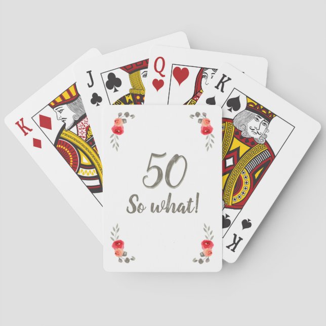 50. Geburtstag Funny Sprichwort Aquarellfrau Spielkarten (Rückseite)