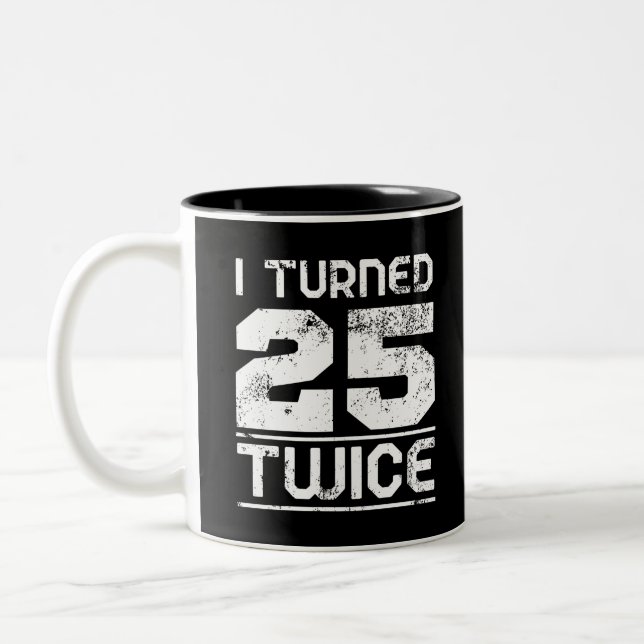 50. Geburtstag Funny Zweifarbige Tasse (Links)