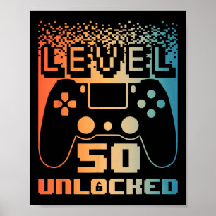 50. Geburtstag für Männer Stufe 50 Unverriegelter Poster