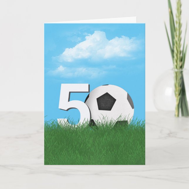 50. Geburtstag Fußball-Ball im Grünen Karte (Vorderseite)