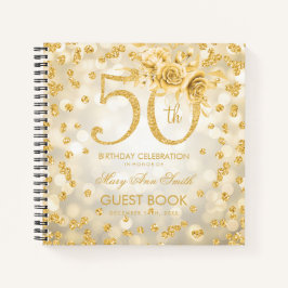 50. Geburtstag Gästebuch Gold Glam Lights Notizbuch