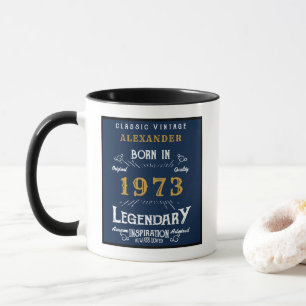 50. Geburtstag Geboren 1973 Retro Black Blue Tasse