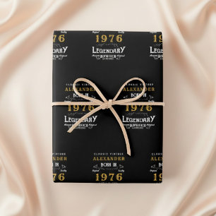 50. Geburtstag Geboren 1976 Legende Vintage Schwar Geschenkpapier Set