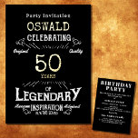 50. Geburtstag Geborener legendärer Black Gold Ret Folieneinladung<br><div class="desc">Für alle, die ihren 50. Geburtstag feiern, haben wir die ideale Geburtstagsfeier mit Vintagem Ambiente. Der schwarze Hintergrund mit einer Goldfolie Vintage Typografie. Das Design ist einfach und dennoch elegant mit einem Retro-Ambiente. Passen Sie den Text dieser Geburtstagseinladung mit der bereitgestellten Vorlage einfach an. Teil einer 50. Geburtstagskollektion mit Party...</div>