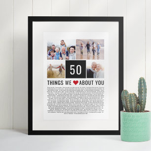 50. Geburtstag Geschenke Dinge, die wir Liebe List Poster